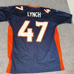 NFL Broncos Lynch #47 Authentic Jersey Orange & Blue Men's Size XL ￼